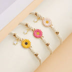 Daisy Flower Curb Bracelet in Pink