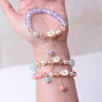 Multicolored Crystal Flower Chain Bracelet