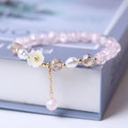 Pink Crystal Flower Chain Bracelet