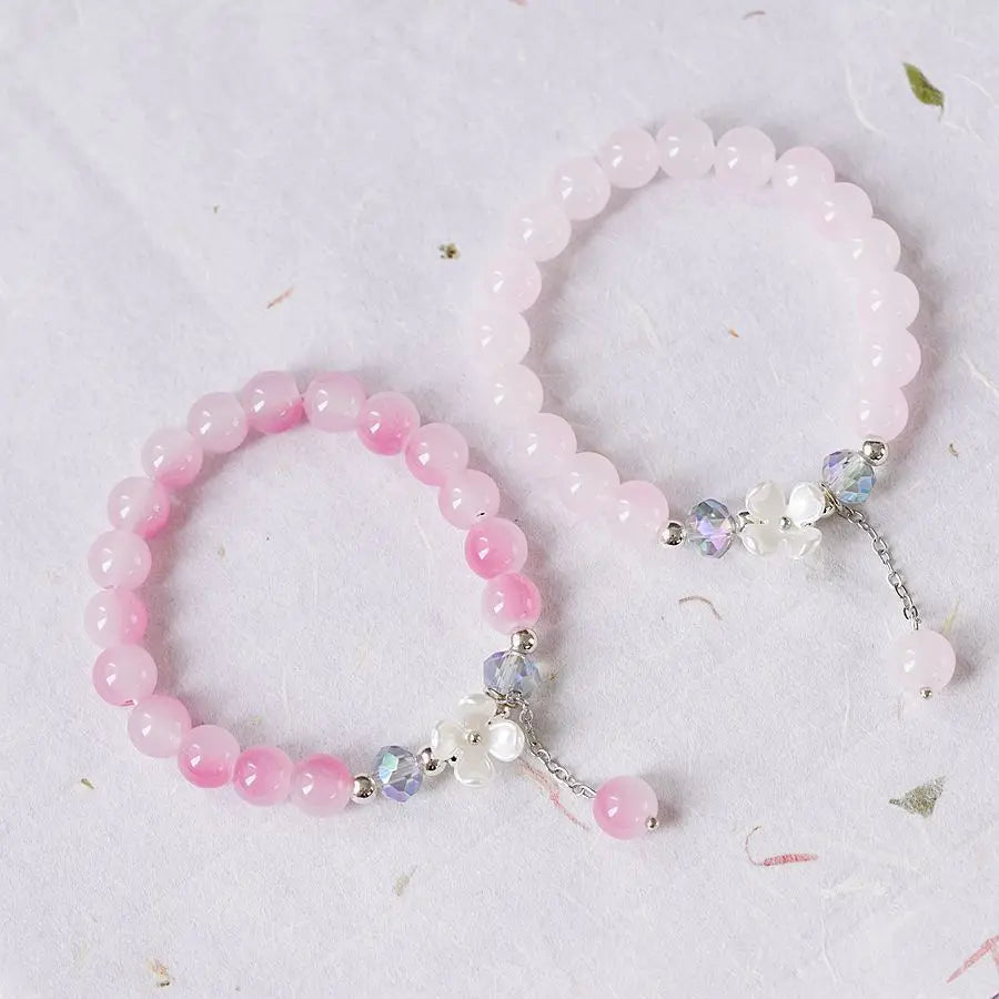 Pink Crystal Flower Chain Bracelet