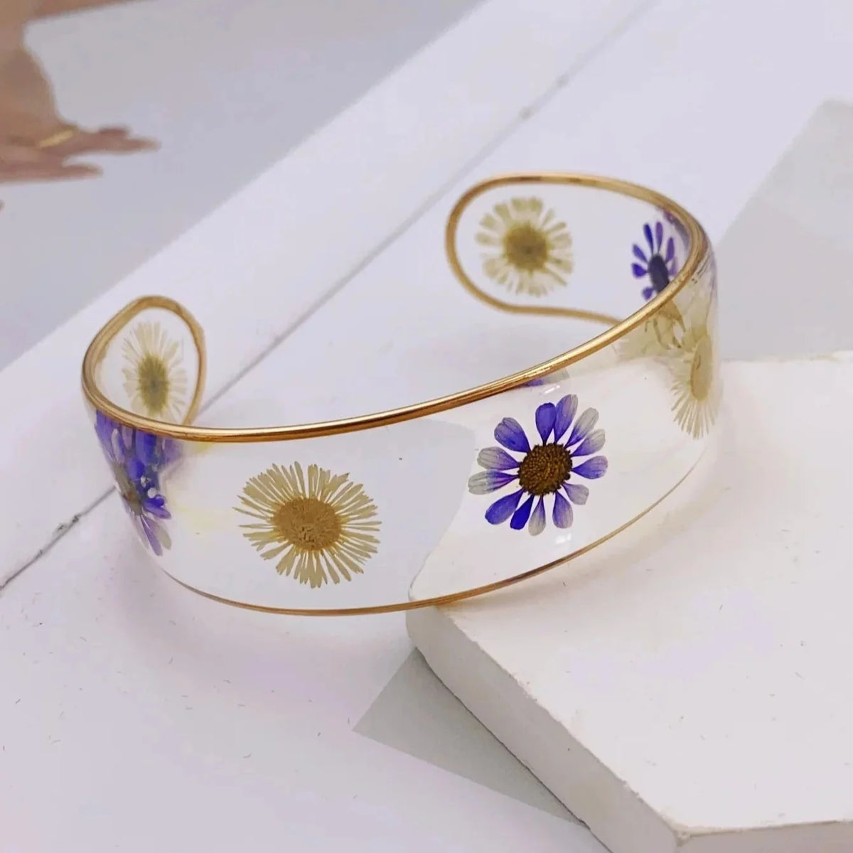 Transparent Resin Flower Chain Bracelet purple b
