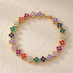 Colorful Daisy Flower Chain Bracelet gold