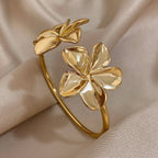 Large 5-Petal Flower Chain Bracelet gold