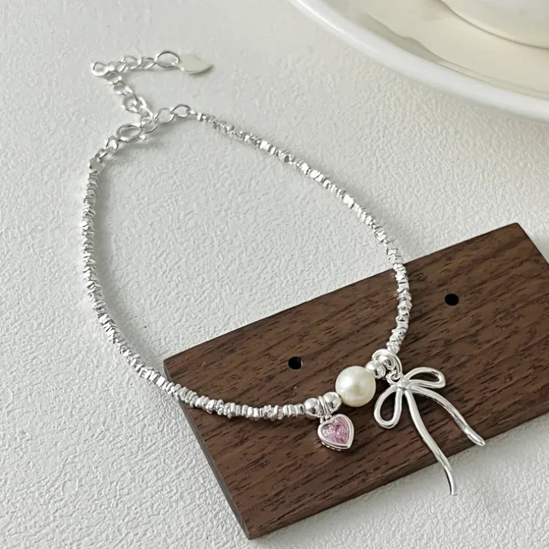 Bow Tie and Pearl Curb Bracelet