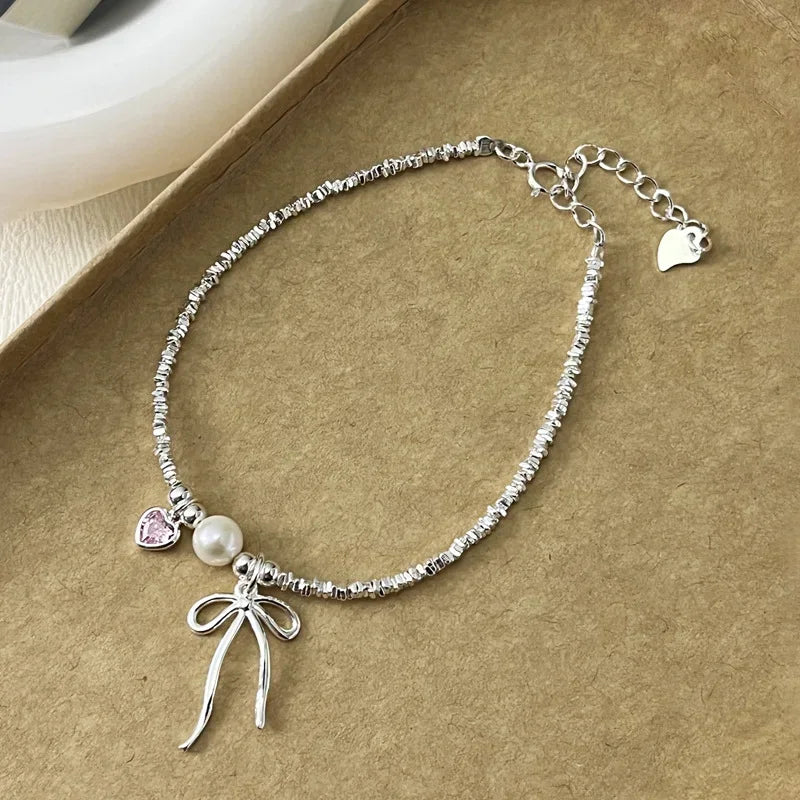 Bow Tie and Pearl Curb Bracelet