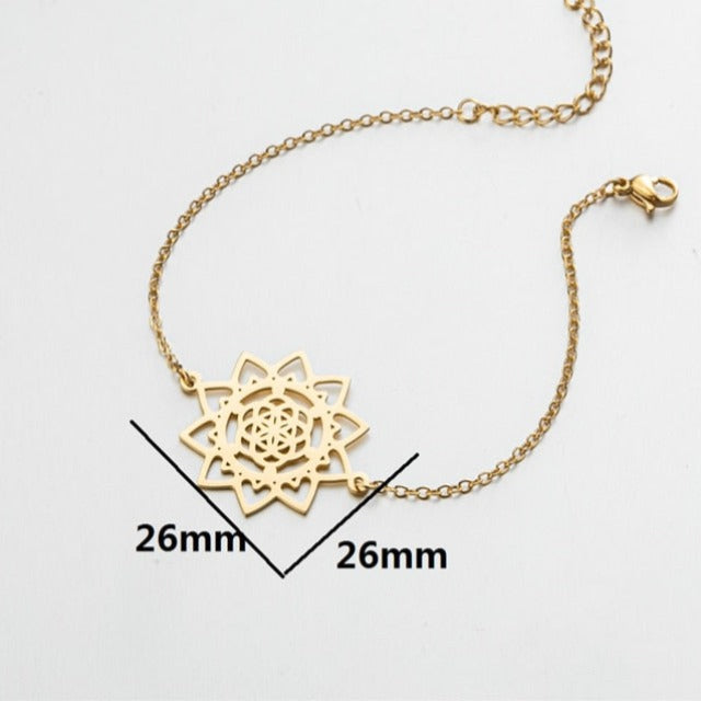 Bracelet Fleur de Vie Mandala Gourmette Dawapara Femme