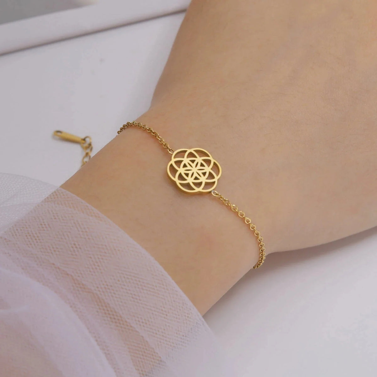 Sacred Geometry Mandala Bracelet for Women gold