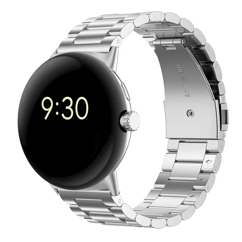 Ремешок для часов из закалённой стали для смарт-часов Google Pixel Watch 1 и 2 серебристый