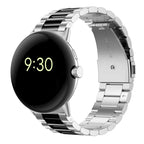 Ремешок для часов из закалённой стали для смарт-часов Google Pixel Watch 1 и 2 серебристый чёрный