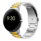 Ремешок для часов из закалённой стали для смарт-часов Google Pixel Watch 1 и 2 серебристый золото
