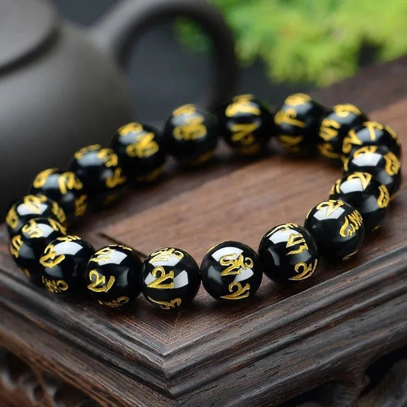 Black Buddhist Amulet Cuban Bracelet