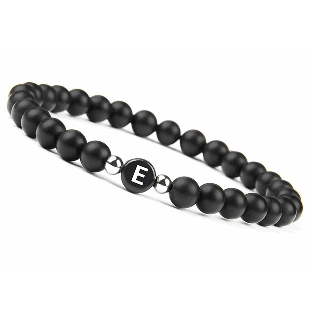 Black initial e bracelet