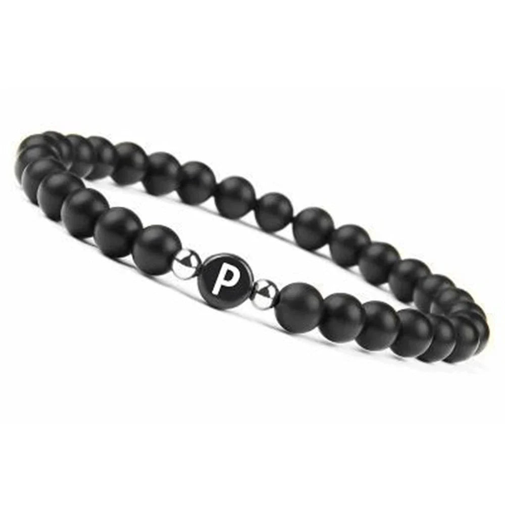 Black initial p bracelet