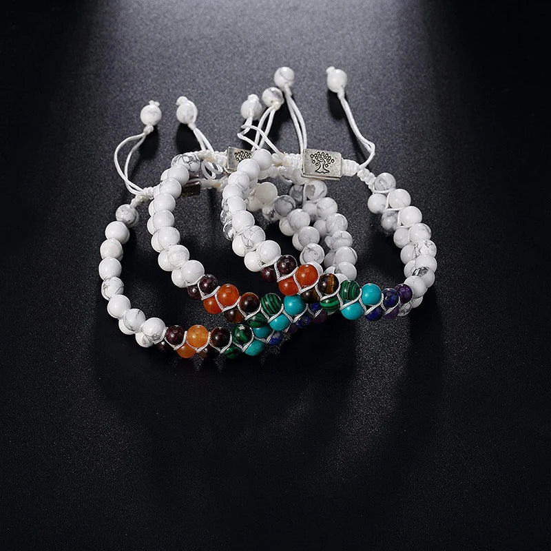 7 Chakras White Stone Bracelet