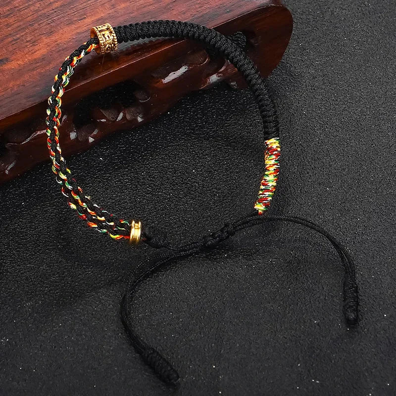 Tibetan Buddhist Black Braided Curb Bracelet