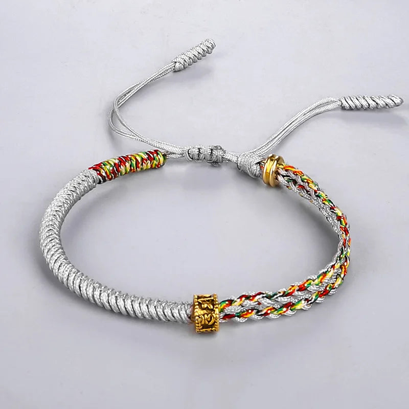 Tibetan Buddhist Grey Braided Curb Bracelet