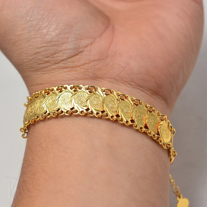 Women's Arabic Muslim Islamic gold single bracelet
