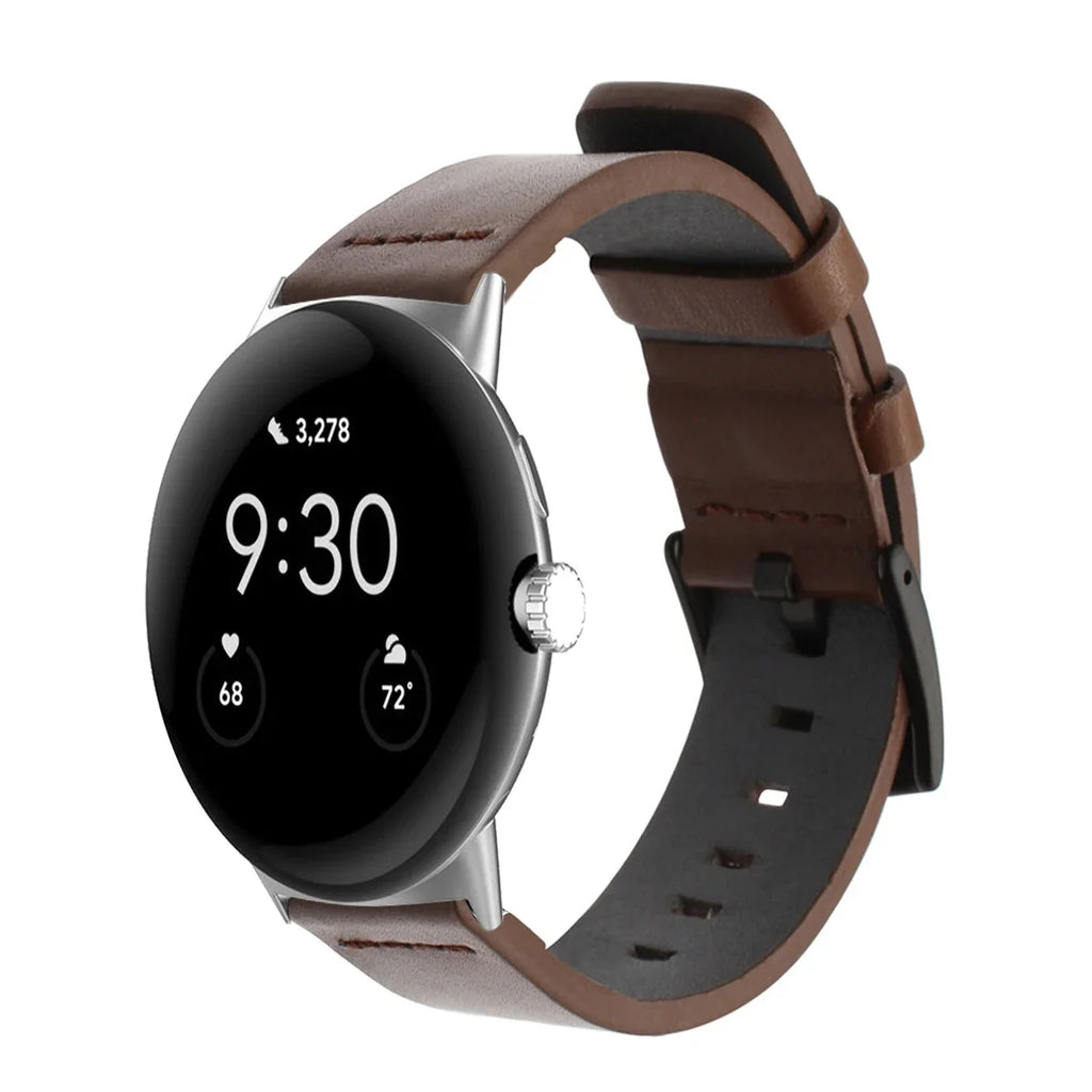 Коричневый кожаный ремешок для Google Pixel Watch 1, 2, 3, 41 мм 45 мм