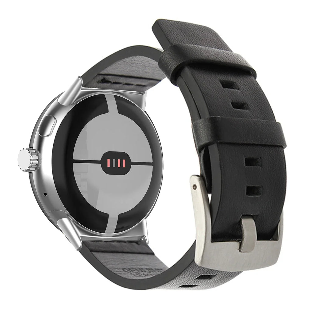 Коричневый кожаный ремешок для Google Pixel Watch 1, 2, 3, 41 мм 45 мм чёрный