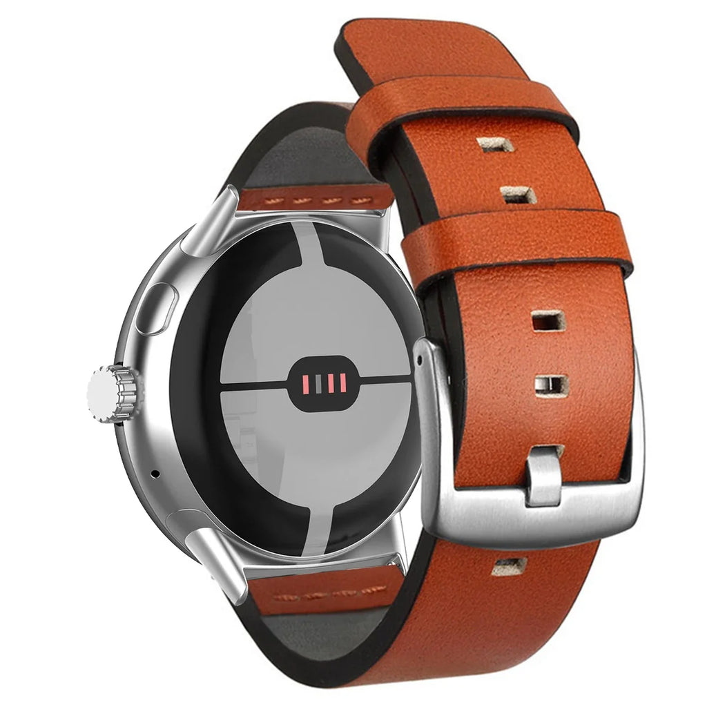 Оранжевый кожаный ремешок для Google Pixel Watch 1, 2, 3, 41 мм 45 мм