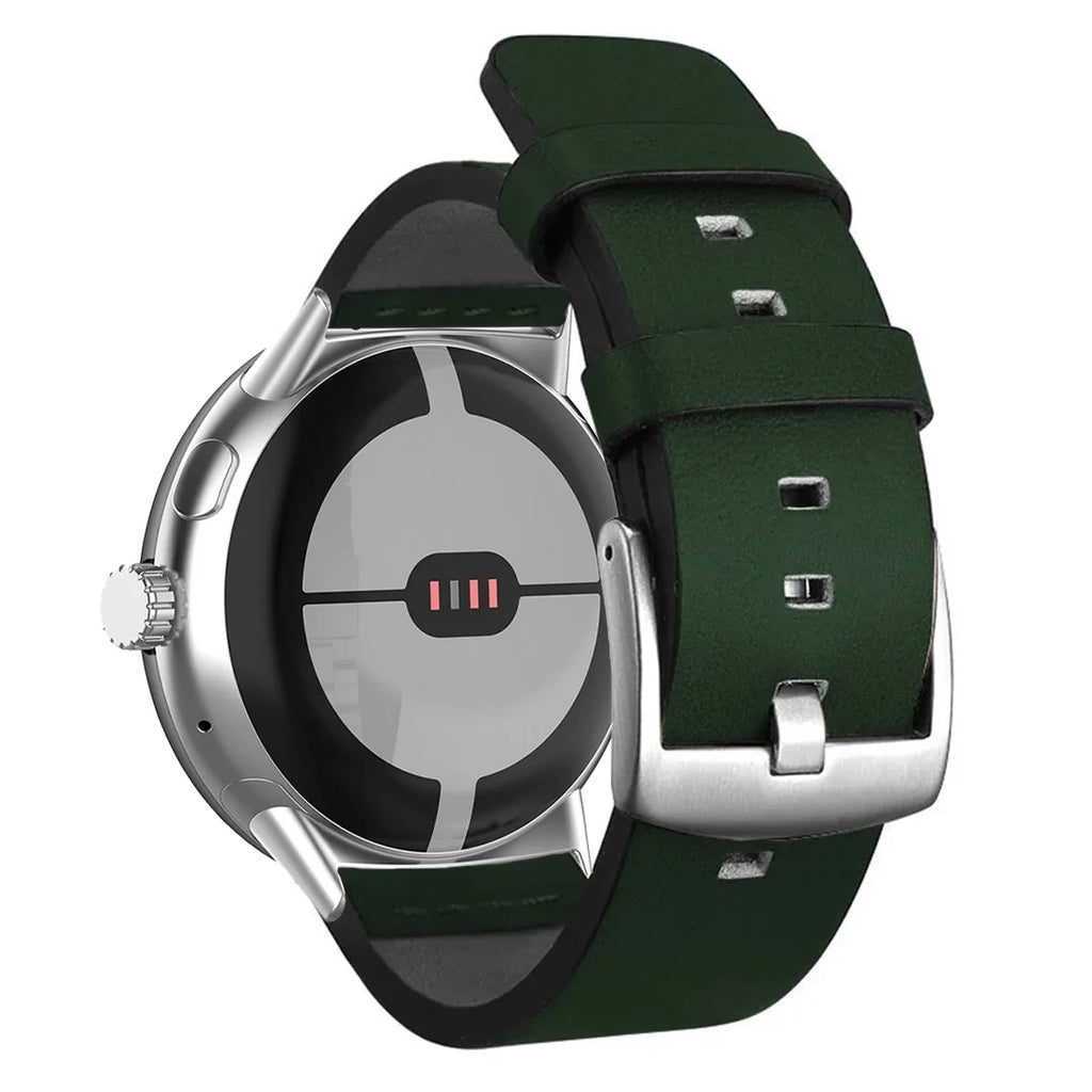 Коричневый кожаный ремешок для Google Pixel Watch 1, 2, 3, 41 мм 45 мм зелёный