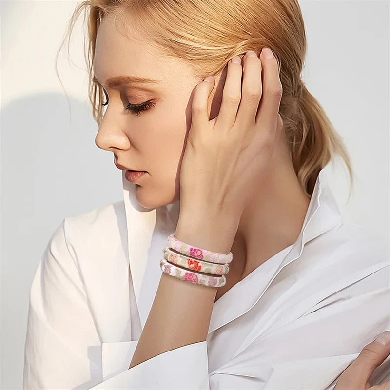 Romantic Flower Link Bracelet Orange