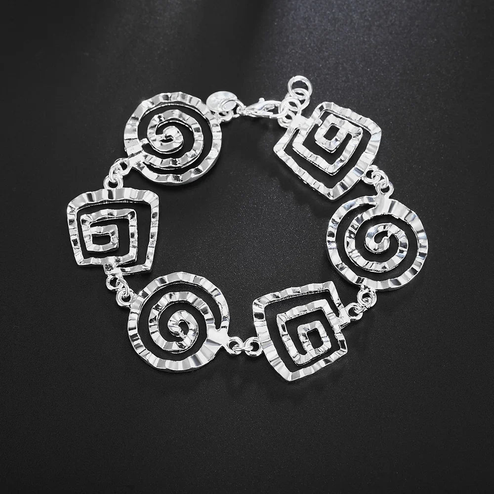 Silver spiral bracelet for women
