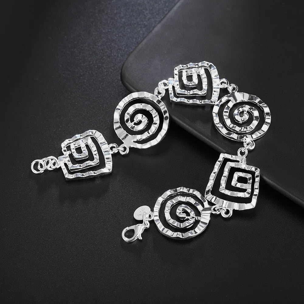 Silver spiral bracelet for women