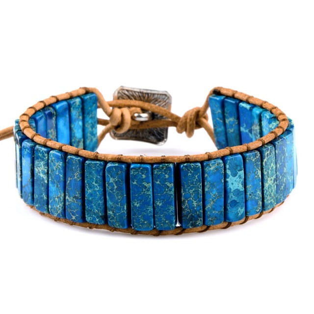 Natural Stone Protection Tibetan Bracelet in sapphire blue