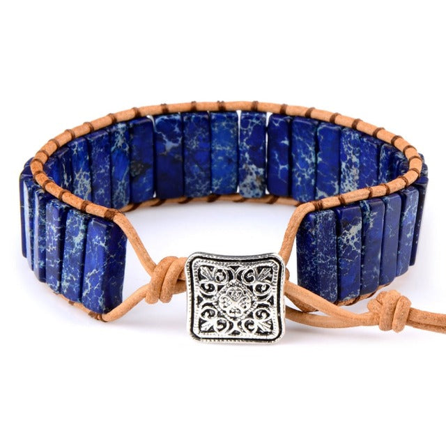Natural Stone Protection Tibetan Bracelet in navy blue