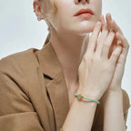Bracelet Tressé en Cuir avec Trèfle à 4 Feuilles vert