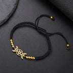 Woven Triple Moon Witchcraft Wiccan Bracelet Chain Black