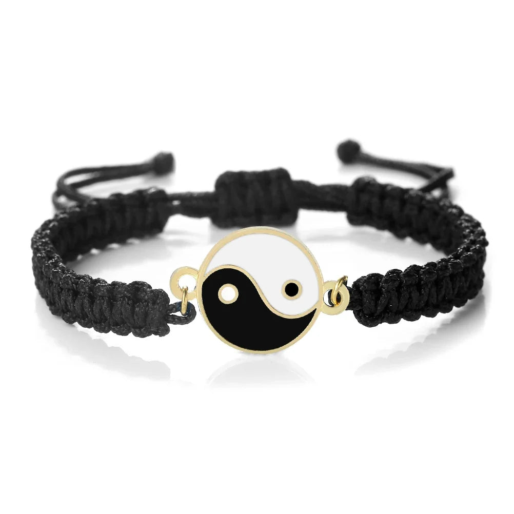 Black and Gold Woven Yin Yang Bracelet