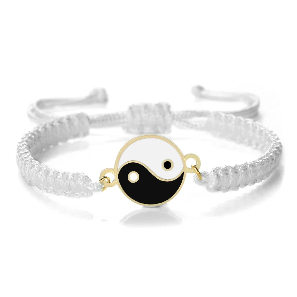 White and Gold Woven Yin Yang Bracelet