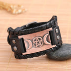 Triple Moon Leather Bracelet Wiccan Sorcery 8