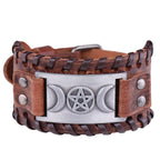 Triple Moon Leather Bracelet Wiccan Sorcery 10