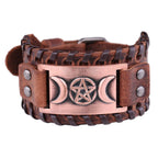 Triple Moon Leather Bracelet Wiccan Sorcery 11