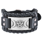 Triple Moon Leather Bracelet Wiccan Sorcery 6