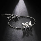 Triple Moon Witchcraft Wiccan Link Bracelet Silver
