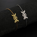 Triple Moon Witchcraft Wiccan Link Bracelet Gold