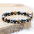 Bracelet "Triple Protection" en Hematite Oeil-de-Tigre et Obsidienne