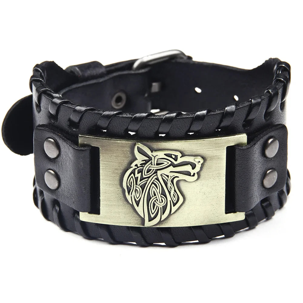 Gold Fenrir Wolf Viking Bracelet