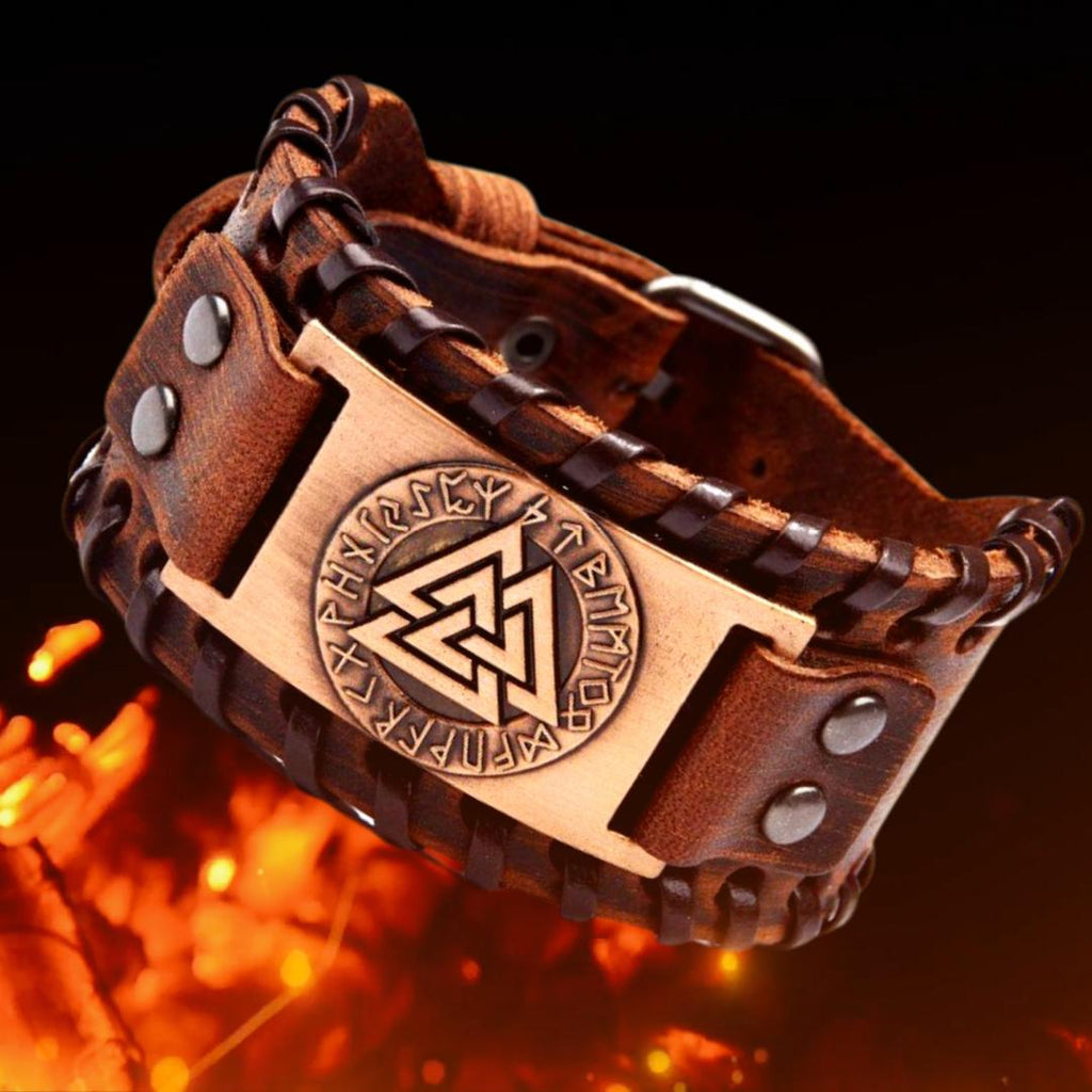 Коричневый браслет викингов Valknut