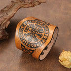 Браслет викинг Vegvisir из коричневой кожи