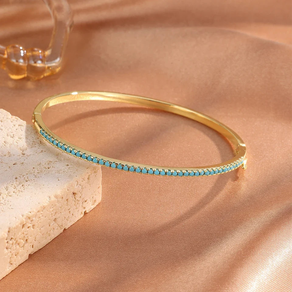 Lot de 3 Bracelets avec Trèfles à 4 Feuilles en Zircon Bleu