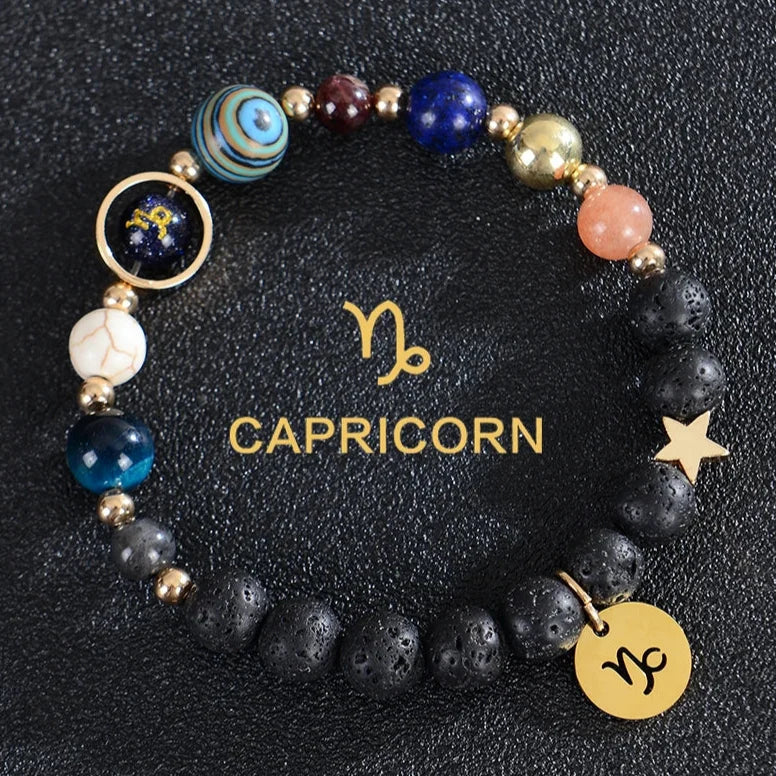 Bracelets Pierre de Lave 12 Constellations Signes Astrologiques du Zodiaque capricorne
