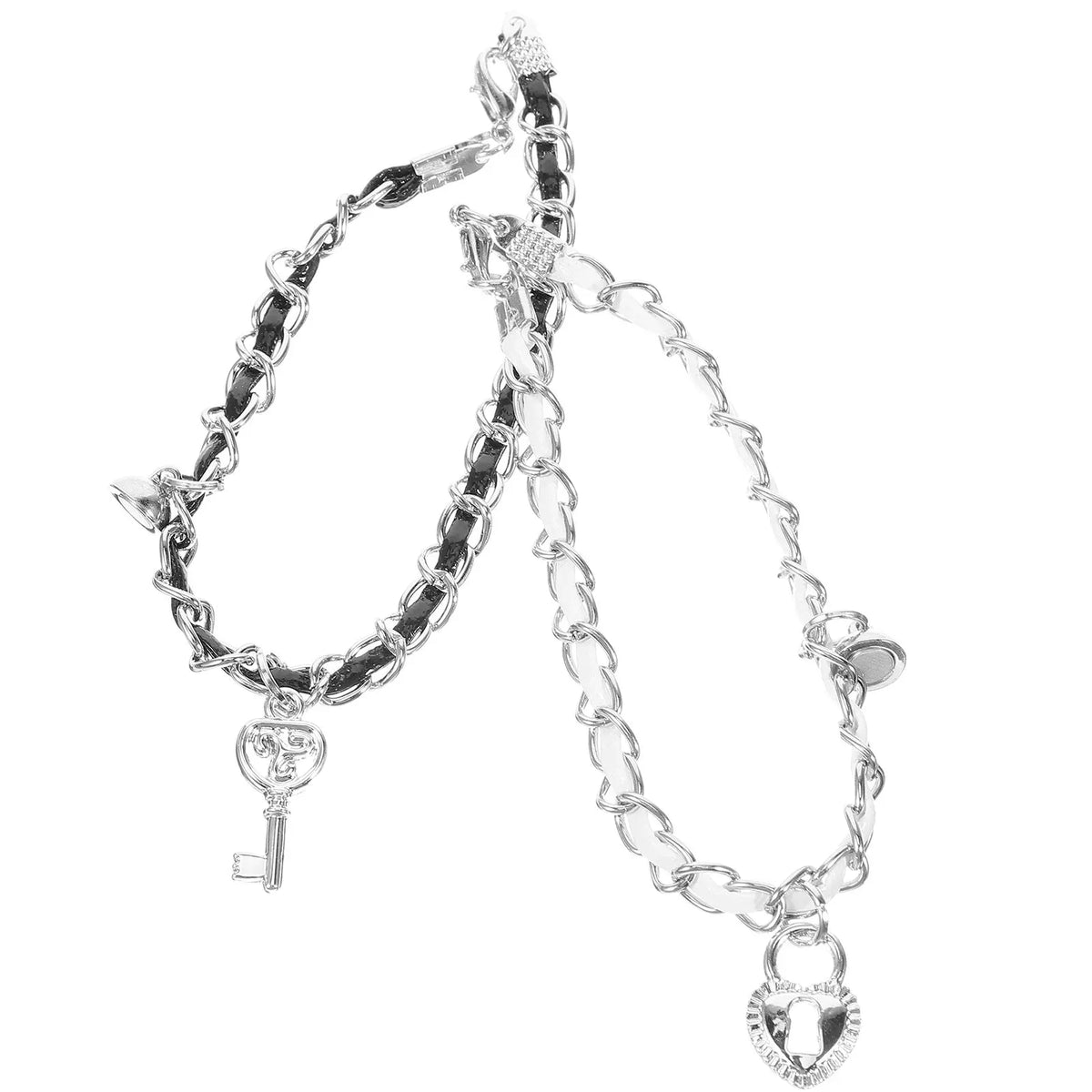 Couple key and padlock bracelets