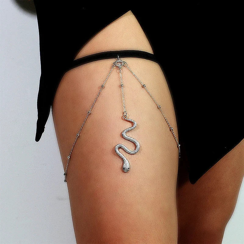 Snake Leg Thigh Chain - Women's Body Thigh Jewelry silver