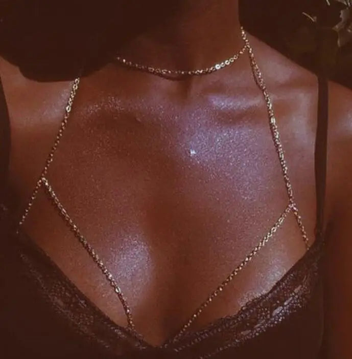 Women's Décolleté Chain Chest Necklace silver