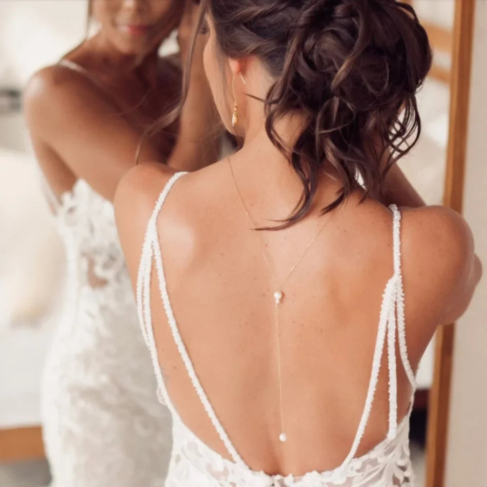 Back Chain Necklace Back Ornament Women’s Pearls